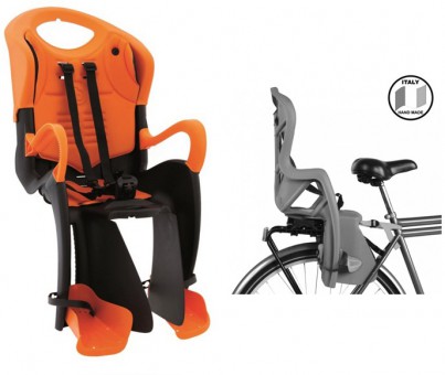Детское велокресло на багажник BELLELLI Tiger Clamp чёрно-оранжевое