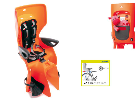 Детское велокресло на багажник BELLELLI Summer Clamp оранжевое