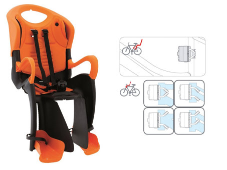 Детское велокресло заднее BELLELLI Tiger Standard чёрно-оранжевое