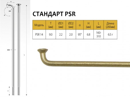 Спицы PILLAR PSR 14 255 мм gold