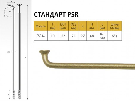 Спицы PILLAR PSR 14 264 мм gold