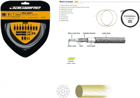 Комплект тросов переключения JAGWIRE Pro Shift Kit lime