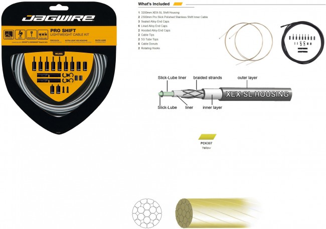 Комплект тросов переключения JAGWIRE Pro Shift Kit yellow